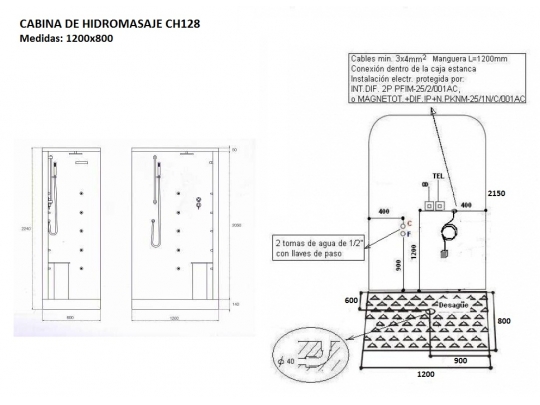 CABINA HIDROMASAJE CH128 6